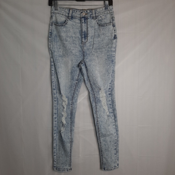 Acid Wash Destructed Skinny Jeans M - Picture 1 of 5